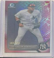 Jasson Dominguez [Pink Refractor Mega Box Mojo] Baseball Cards 2022 Bowman Chrome Prospects Prices