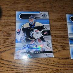 Elvis Merzlikins [Blue Autograph] Hockey Cards 2022 SP Game Used Prices