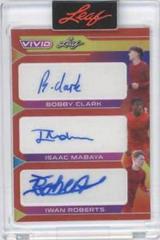 Bobby Clark , Isaac Mabaya , Iwan Roberts [Red] #TA-6 Soccer Cards 2022 Leaf Vivid Triple Autographs Prices