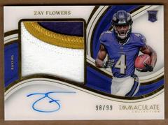Zay Flowers #28 Football Cards 2023 Panini Immaculate Premium Patch Rookie Autograph Prices