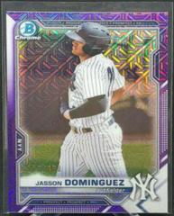 Jasson Dominguez [Purple Refractor Mega Box Mojo] Baseball Cards 2021 Bowman Chrome Prospects Prices