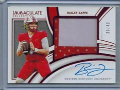 Bailey Zappe [Patch Autograph Ruby] #77 Football Cards 2022 Panini Immaculate Collegiate Prices