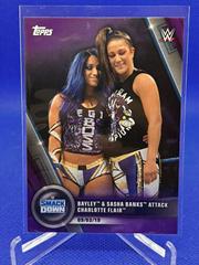 Bayley & Sasha Banks Attack Charlotte Flair [Purple] #77 Wrestling Cards 2020 Topps WWE Women's Division Prices