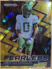 Christian Gonzalez [Gold Ice] #F-8 Football Cards 2023 Panini Prizm Draft Picks Fearless Prices