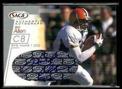 Will Allen [Silver] #A1 Football Cards 2001 Sage Autographs Prices