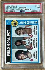 NBA FG Pct. Leaders: McAdoo, Jabbar, Tomvich #146 Basketball Cards 1974 Topps Prices