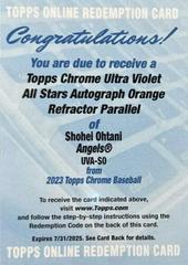 Shohei Ohtani [Orange] #UVA-SO Baseball Cards 2023 Topps Chrome Ultraviolet All Stars Autographs Prices
