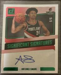 Anfernee Simons [Green] #ASM Basketball Cards 2018 Panini Donruss Significant Signatures Prices