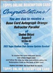 Shohei Ohtani [Orange] #SCCBA-SO Baseball Cards 2022 Stadium Club Chrome Autographs Prices