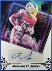 Amon Ra St. Brown [Blue] #NS-AR Football Cards 2022 Panini Elements Neon Signs Autographs Prices