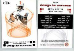 Devin Hester [Silver] #D-50 Football Cards 2006 Sage Hit Design for Success Prices