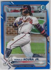 Ronald Acuna Jr. [Blue Refractor] #11 Baseball Cards 2021 Bowman Chrome Prices