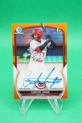 Carlos Jorge [Orange] #CPA-CJ Baseball Cards 2023 Bowman Chrome Prospect Autographs Prices