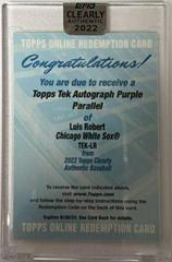 Luis Robert [Purple] Baseball Cards 2022 Topps Clearly Authentic Tek Autographs Prices