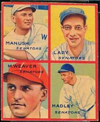 Hadley, Lary, Manush, Weaver #1C Baseball Cards 1935 Goudey 4 in 1 Prices