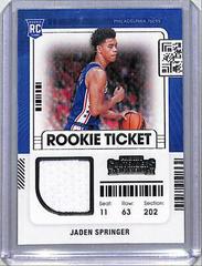 Jaden Springer #RTS-JSP Basketball Cards 2021 Panini Contenders Rookie Ticket Swatches Prices