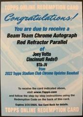 Joey Votto [Red] Baseball Cards 2022 Stadium Club Chrome Beam Team Autographs Prices