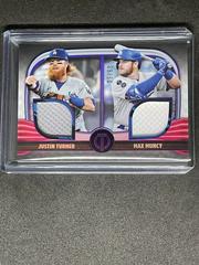Max Muncy, Justin Turner [Purple] #DR2-TM Baseball Cards 2022 Topps Tribute Dual Relics 2 Prices