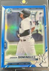 Jasson Dominguez [Blue Refractor] Baseball Cards 2021 Bowman Chrome Prospects Prices