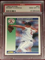 Roger Clemens #21 Baseball Cards 1992 Score Prices
