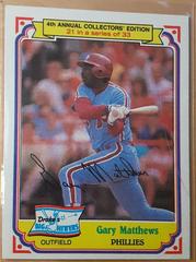 Gary Matthews #21 Baseball Cards 1984 Drake's Prices
