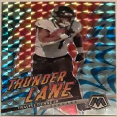 Travis Etienne Jr. [Blue Fluorescent] #1 Football Cards 2023 Panini Mosaic Thunder Lane Prices