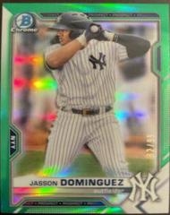 Jasson Dominguez [Green Refractor] Baseball Cards 2021 Bowman Chrome Prospects Prices
