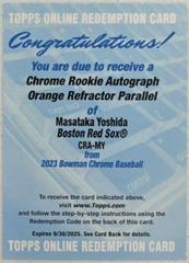Masataka Yoshida [Orange] #CRA-MY Baseball Cards 2023 Bowman Chrome Rookie Autographs Prices