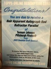 Termarr Johnson [Autograph Red] Baseball Cards 2022 Bowman Draft Heir Apparent Prices