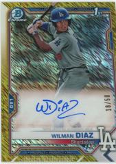 Wilman Diaz [Gold Shimmer Refractor] #CPA-WD Baseball Cards 2021 Bowman Chrome Prospect Autographs Prices