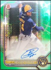 Jackson Chourio [Green Refractor] Baseball Cards 2022 Bowman Chrome Mega Box Mojo Autographs Prices