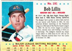 Bob Lillis [Hand Cut] #191 Baseball Cards 1963 Post Cereal Prices