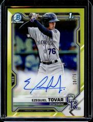 Ezequiel Tovar [Yellow Refractor] #CPA-ETO Baseball Cards 2021 Bowman Chrome Prospect Autographs Prices