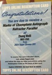 Zhang Weili [Refractor] #MOC-ZWE Ufc Cards 2024 Topps Chrome UFC Marks of Champions Autograph Prices