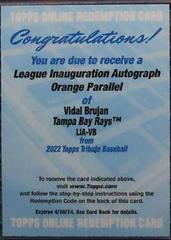 Vidal Brujan [Orange] #LIA-VB Baseball Cards 2022 Topps Tribute League Inauguration Autographs Prices