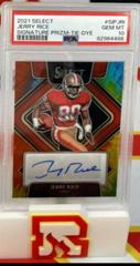Jerry Rice [Tie Dye Die Cut] #SIP-JRI Football Cards 2021 Panini Select Signatures Prizm Prices