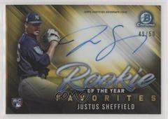 Justus Sheffield [Chrome Gold Refractor] Baseball Cards 2019 Bowman Rookie Autographs Prices