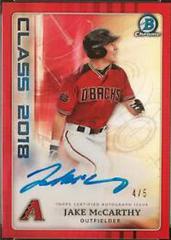 Jake McCarthy [Red Refractor] Baseball Cards 2018 Bowman Draft Class of 2018 Autograph Prices