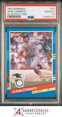 Jose Canseco [Al in Stat Line] #50 Baseball Cards 1991 Donruss Prices