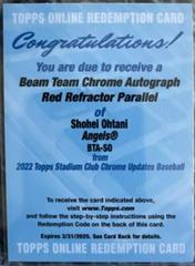 Shohei Ohtani [Red] Baseball Cards 2022 Stadium Club Chrome Beam Team Autographs Prices