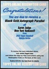 Aaron Judge [Autograph] Baseball Cards 2022 Topps Update Black Gold Prices
