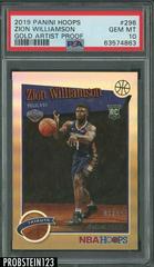 Zion Williamson [Artist Proof] #296 Basketball Cards 2019 Panini Hoops Prices