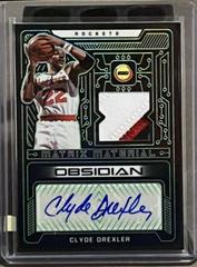 Clyde Drexler [Green] #MMA-CLY Basketball Cards 2021 Panini Obsidian Matrix Material Autographs Prices