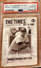 Mickey Mantle Baseball Cards 2001 Upper Deck Legends of NY Prices