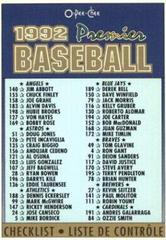 Checklist Baseball Cards 1992 O Pee Chee Premier Prices