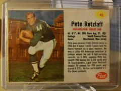 Pete Retzlaff [Hand Cut] #40 Football Cards 1962 Post Cereal Prices