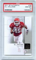 D.J. Williams #18 Football Cards 2011 SP Authentic Prices