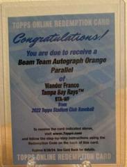 Wander Franco [Orange] #BTA-WF Baseball Cards 2022 Stadium Club Beam Team Autographs Prices