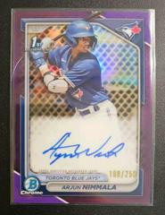 Arjun Nimmala [Purple Refractor] #CPA-AN Baseball Cards 2024 Bowman Chrome Prospect Autograph Prices