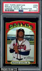 Ronald Acuna Jr. [Chrome Black Refractor] #299 Baseball Cards 2021 Topps Heritage Prices